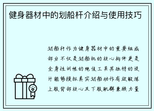 健身器材中的划船杆介绍与使用技巧